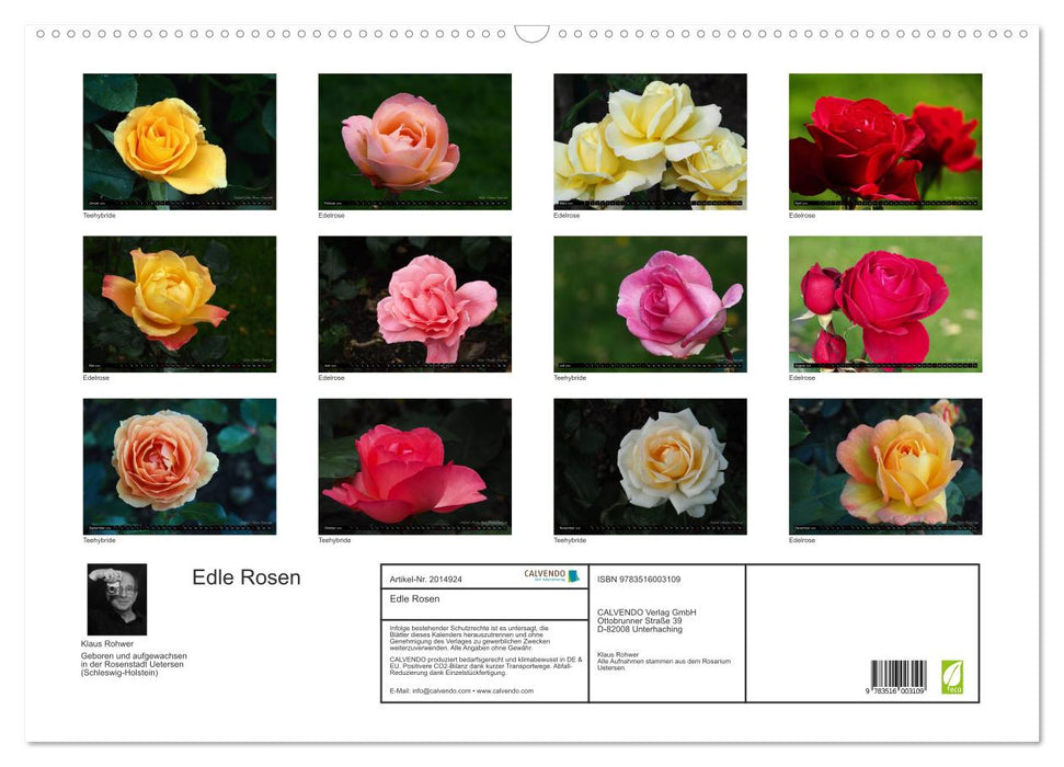 Edle Rosen (CALVENDO Wandkalender 2026)
