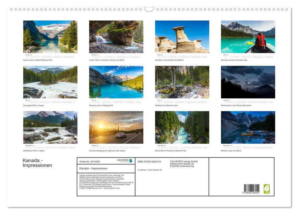 Kanada - Impressionen (CALVENDO Wandkalender 2026)