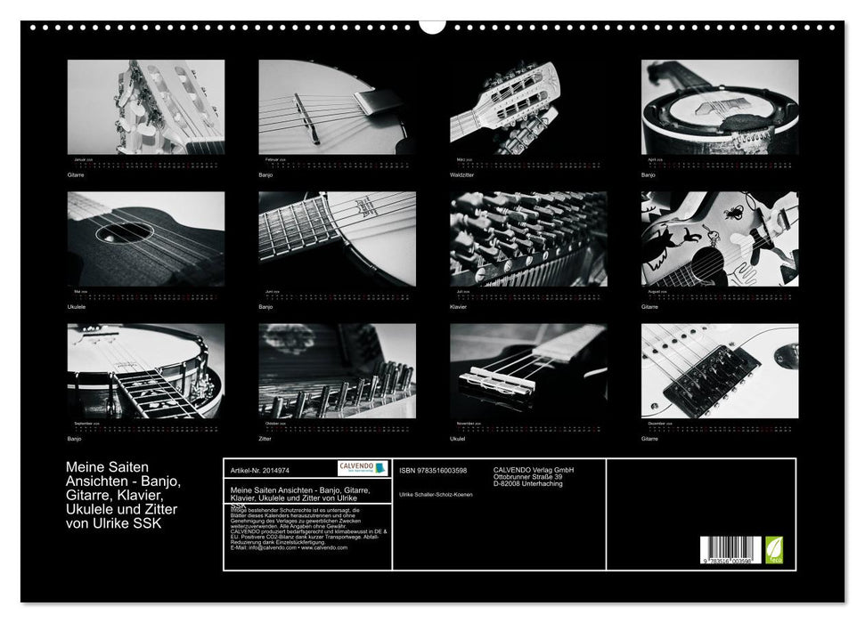 Meine Saiten Ansichten - Banjo, Gitarre, Klavier, Ukulele und Zitter von Ulrike SSK (CALVENDO Wandkalender 2026)