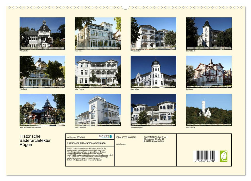 Historische Bäderarchitektur Rügen (CALVENDO Premium Wandkalender 2026)