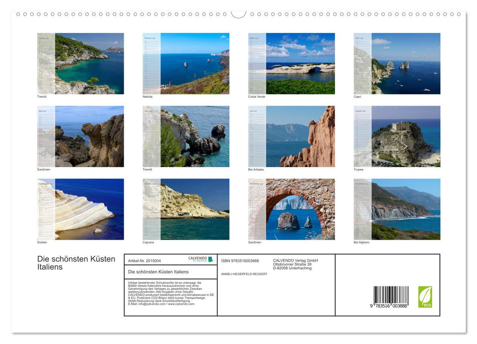Die schönsten Küsten Italiens (CALVENDO Premium Wandkalender 2026)