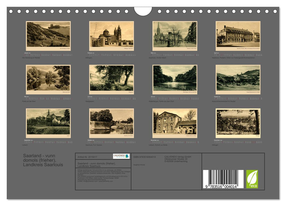 Saarland - vunn domols (frieher), Landkreis Saarlouis (CALVENDO Wandkalender 2026)