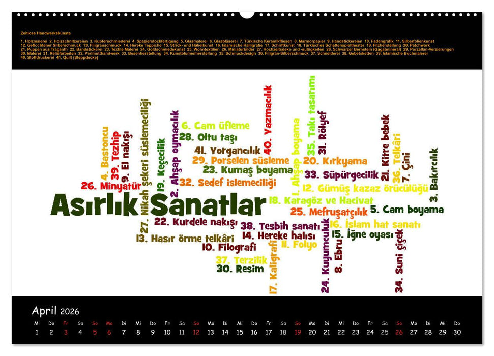 Sprachkalender Türkisch-Deutsch (CALVENDO Premium Wandkalender 2026)