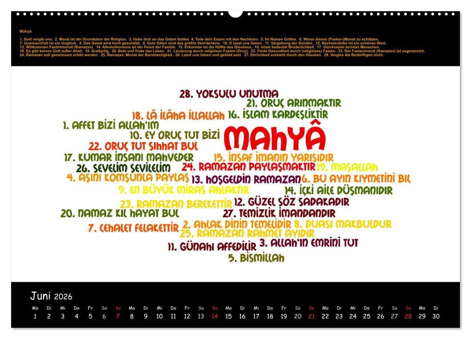 Sprachkalender Türkisch-Deutsch (CALVENDO Premium Wandkalender 2026)