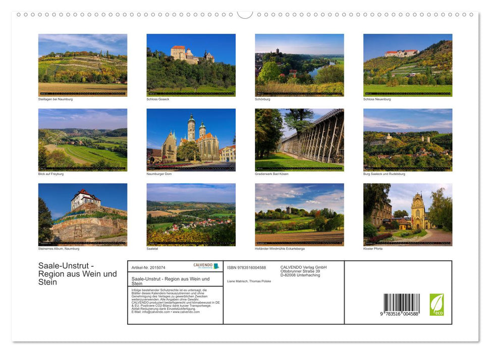 Saale-Unstrut - Region aus Wein und Stein (CALVENDO Premium Wandkalender 2026)