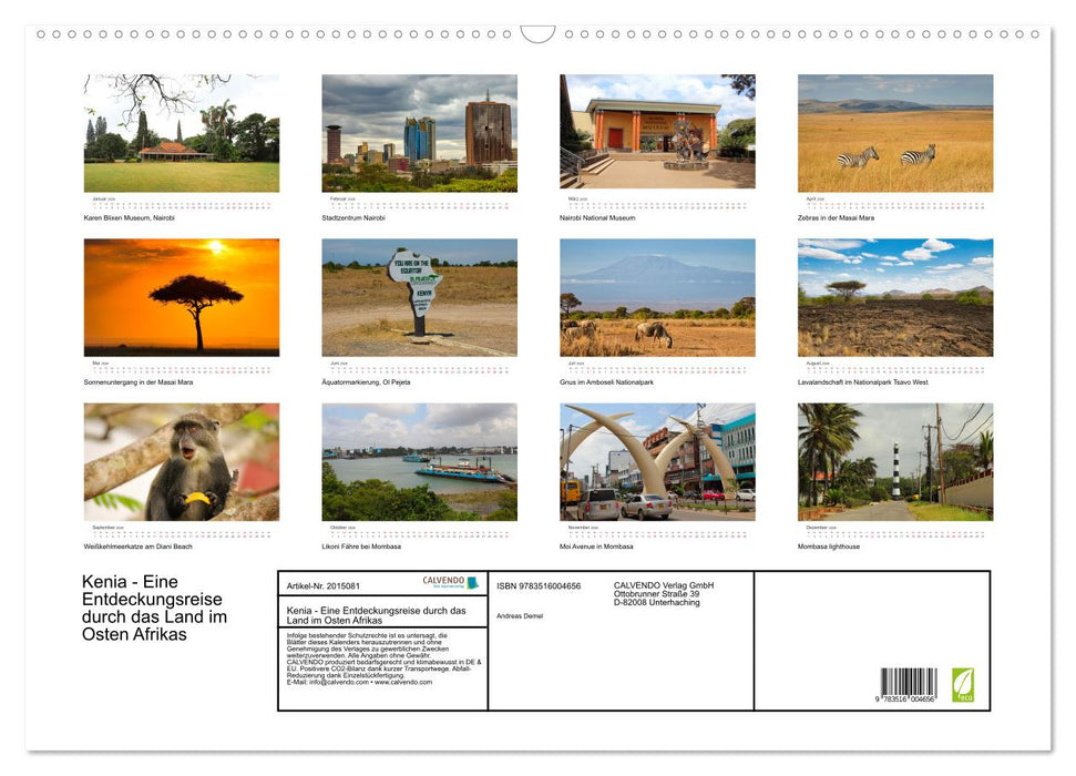 Kenia - Eine Entdeckungsreise durch das Land im Osten Afrikas (CALVENDO Wandkalender 2026)