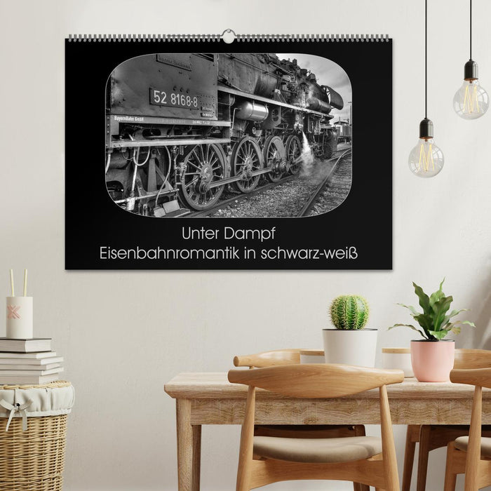 Unter Dampf - Eisenbahnromantik in schwarz-weiß (CALVENDO Wandkalender 2026)