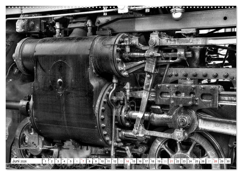 Unter Dampf - Eisenbahnromantik in schwarz-weiß (CALVENDO Wandkalender 2026)