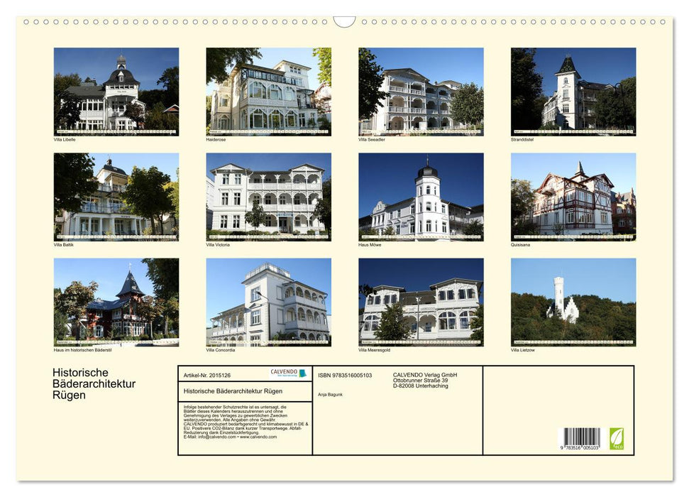 Historische Bäderarchitektur Rügen (CALVENDO Wandkalender 2026)