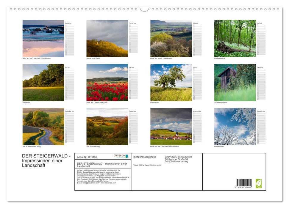 DER STEIGERWALD - Impressionen einer Landschaft (CALVENDO Wandkalender 2026)