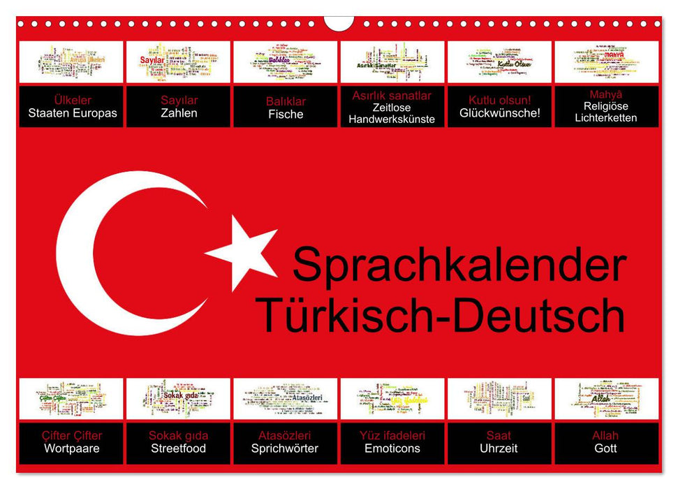 Sprachkalender Türkisch-Deutsch (CALVENDO Wandkalender 2026)