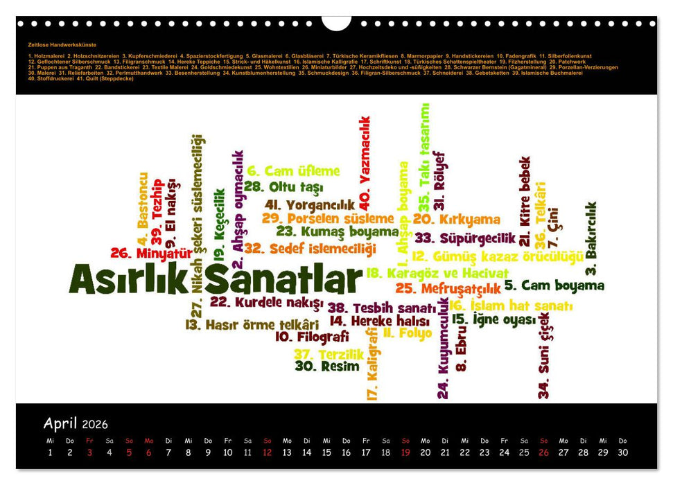 Sprachkalender Türkisch-Deutsch (CALVENDO Wandkalender 2026)