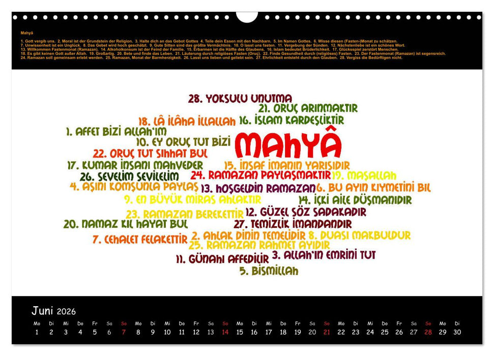Sprachkalender Türkisch-Deutsch (CALVENDO Wandkalender 2026)