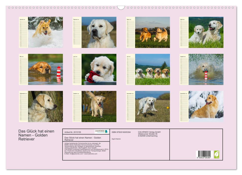 Das Glück hat einen Namen - Golden Retriever (CALVENDO Wandkalender 2026)