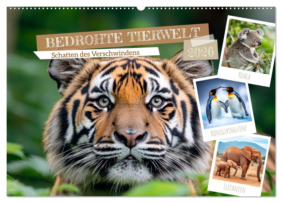 Bedrohte Tierwelt SCHATTEN DES VERSCHWINDENS (CALVENDO Wandkalender 2026)