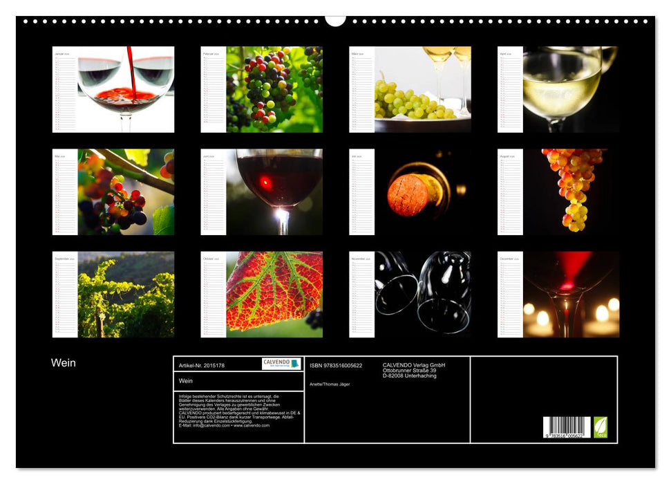 Wein (CALVENDO Wandkalender 2026)