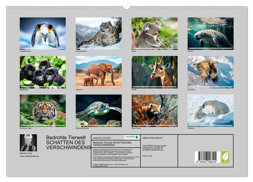 Bedrohte Tierwelt SCHATTEN DES VERSCHWINDENS (CALVENDO Premium Wandkalender 2026)