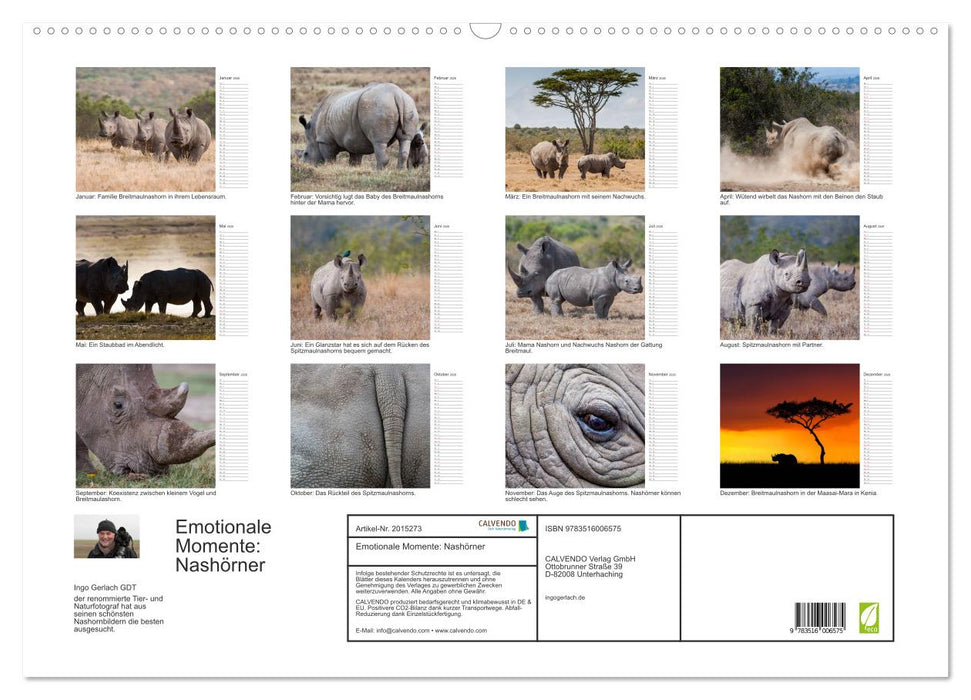 Emotionale Momente: Nashörner (CALVENDO Wandkalender 2026)