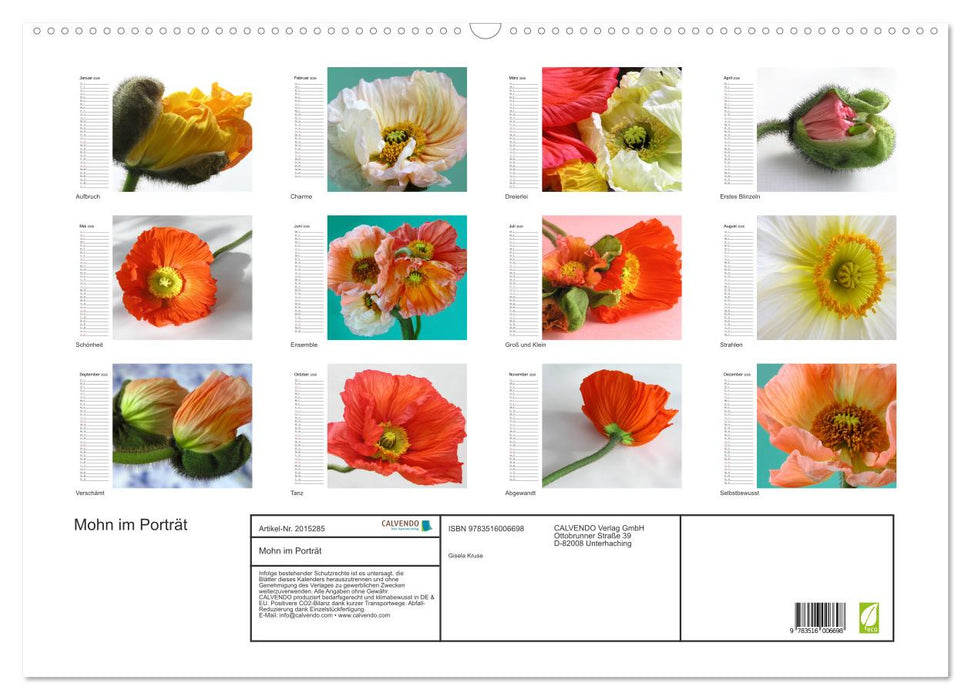 Mohn im Porträt (CALVENDO Wandkalender 2026)