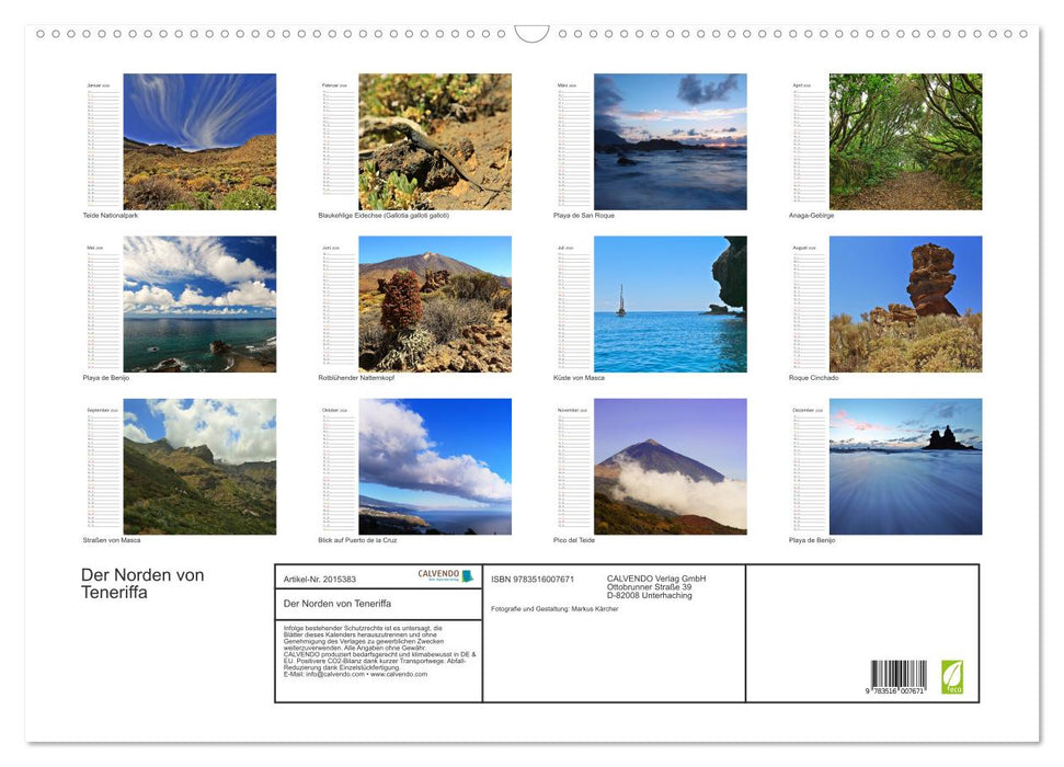 Der Norden von Teneriffa (CALVENDO Wandkalender 2026)