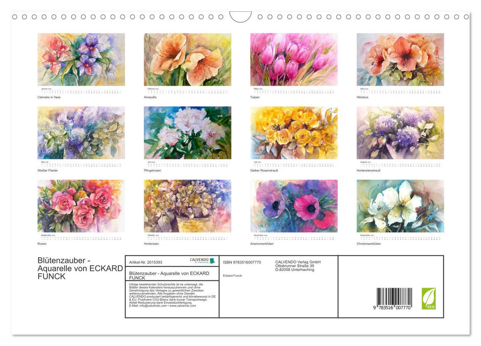 Blütenzauber - Aquarelle von ECKARD FUNCK (CALVENDO Wandkalender 2026)
