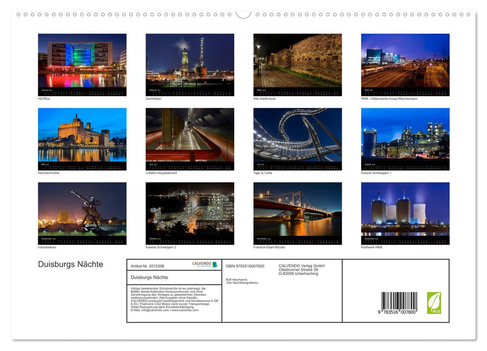 Duisburgs Nächte (CALVENDO Premium Wandkalender 2026)
