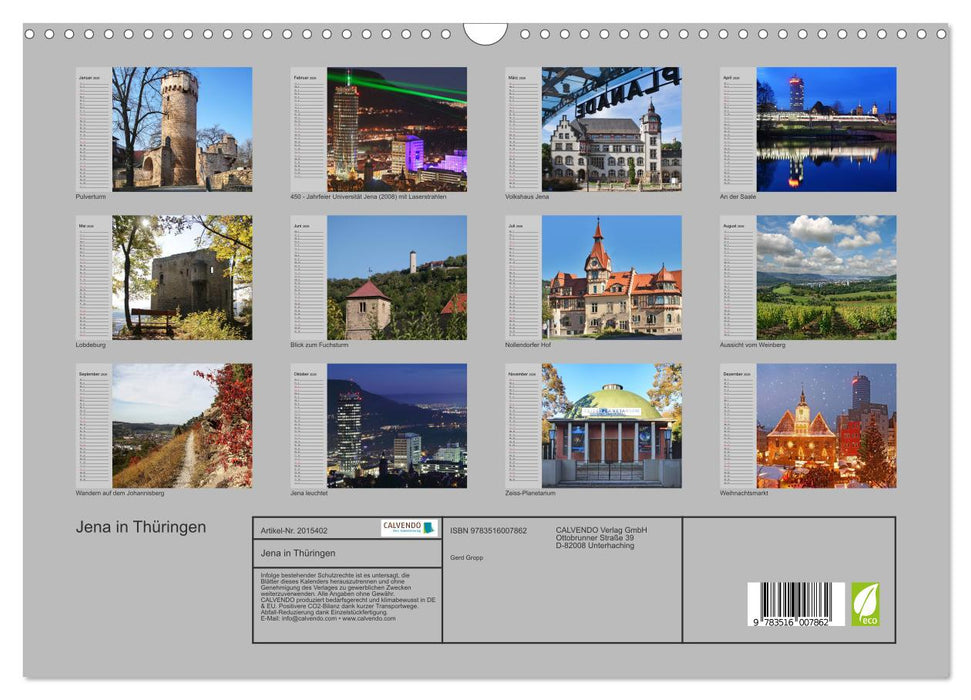 Jena in Thüringen (CALVENDO Wandkalender 2026)