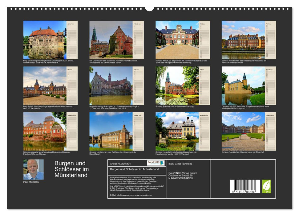 Burgen und Schlösser im Münsterland (CALVENDO Premium Wandkalender 2026)