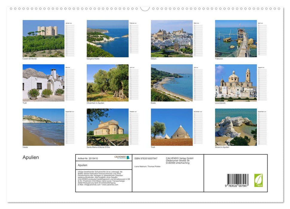Apulien (CALVENDO Premium Wandkalender 2026)