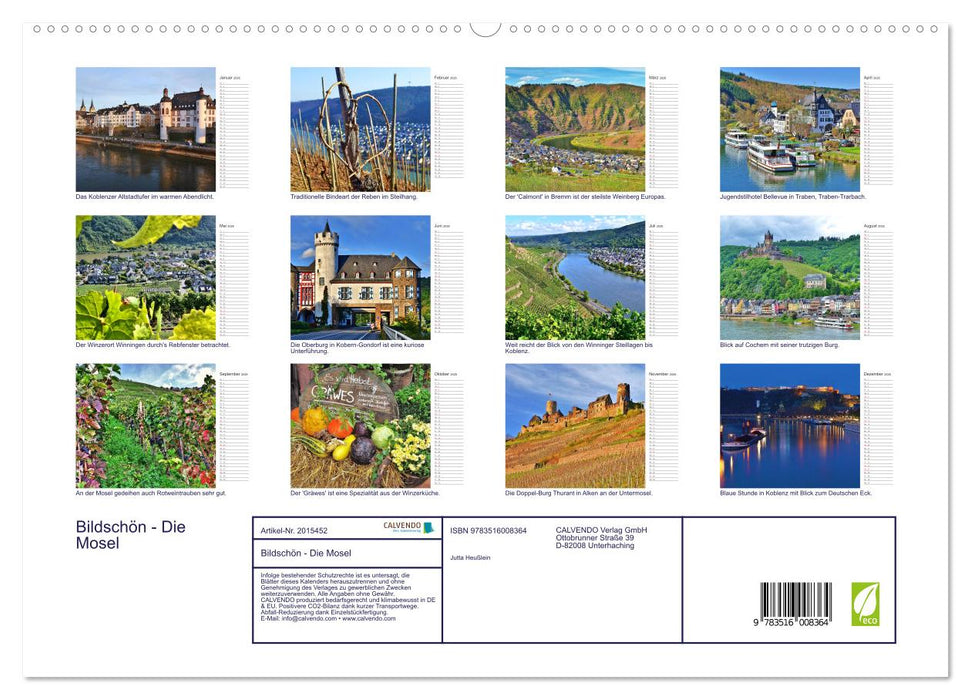 Bildschön - Die Mosel (CALVENDO Premium Wandkalender 2026)