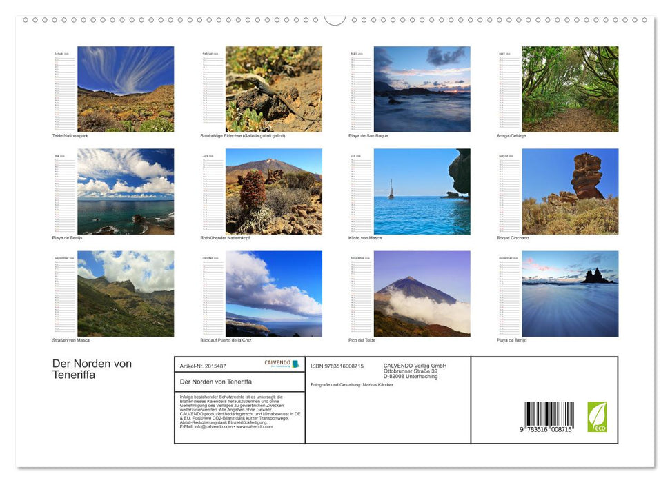 Der Norden von Teneriffa (CALVENDO Premium Wandkalender 2026)