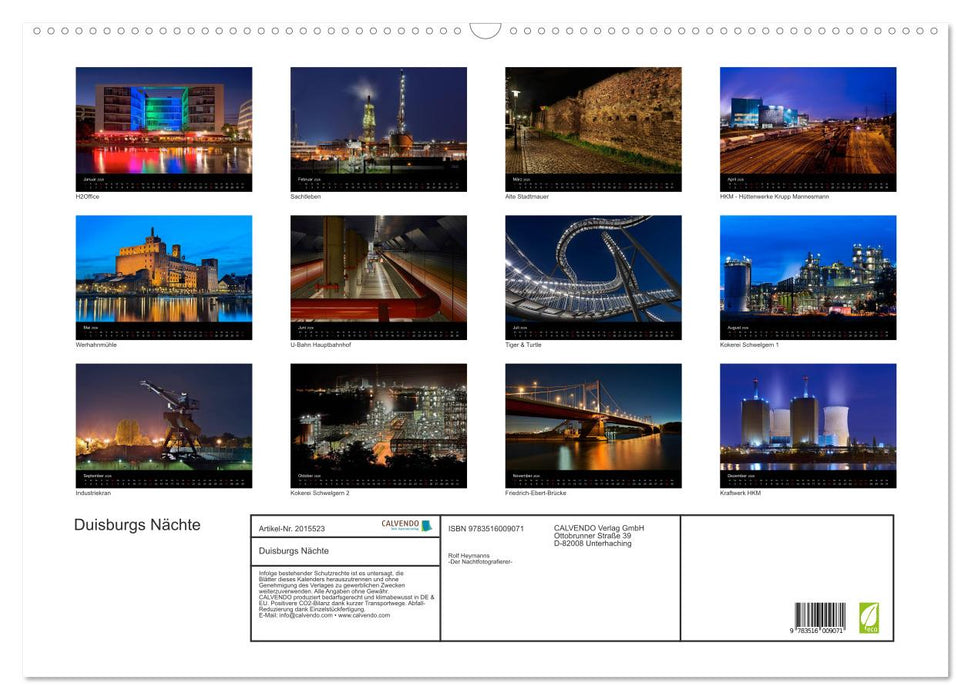 Duisburgs Nächte (CALVENDO Wandkalender 2026)