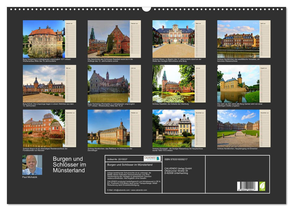 Burgen und Schlösser im Münsterland (CALVENDO Wandkalender 2026)