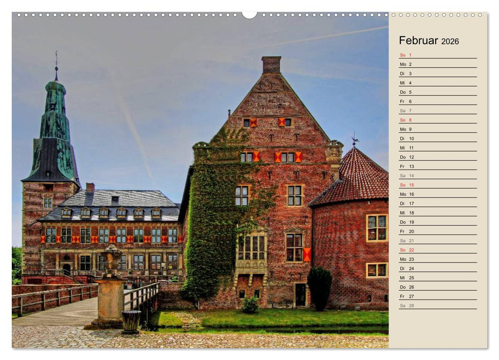 Burgen und Schlösser im Münsterland (CALVENDO Wandkalender 2026)