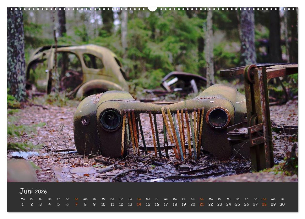 BILKYRKOGÅRDEN Der Autofriedhof im Kyrkö Mosse (CALVENDO Premium Wandkalender 2026)