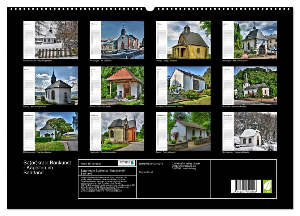 Sa(ar)krale Baukunst - Kapellen im Saarland (CALVENDO Premium Wandkalender 2026)