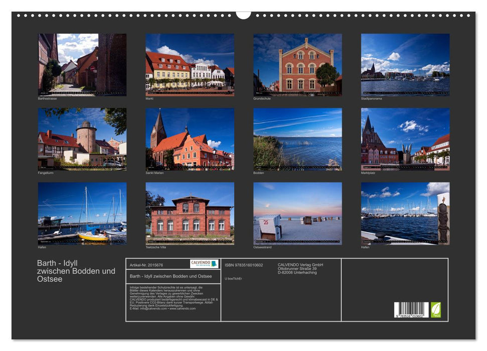 Barth - Idyll zwischen Bodden und Ostsee (CALVENDO Wandkalender 2026)