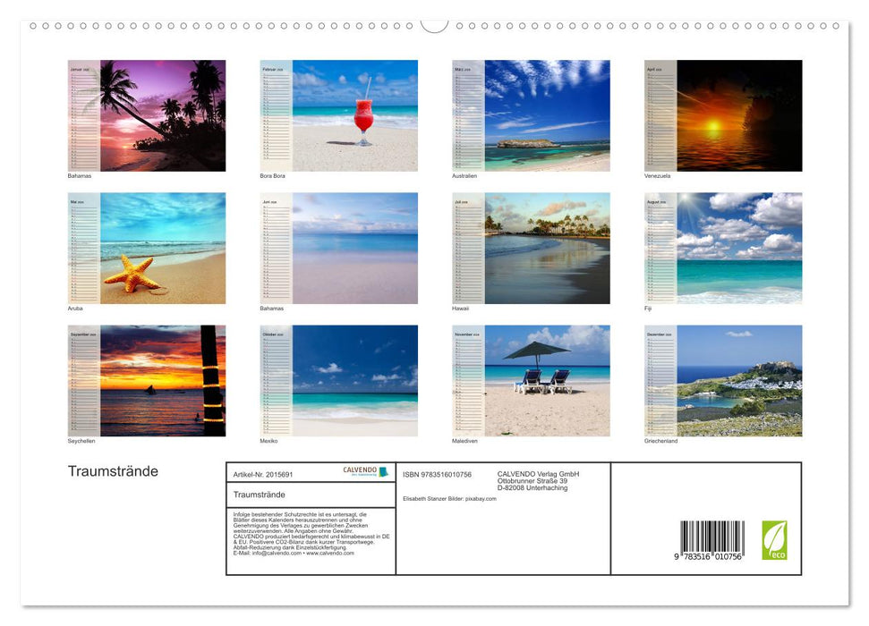 Traumstrände (CALVENDO Premium Wandkalender 2026)
