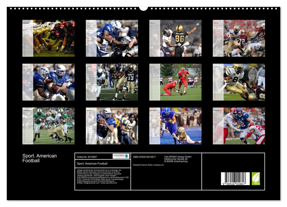 Sport. American Football (CALVENDO Premium Wandkalender 2026)