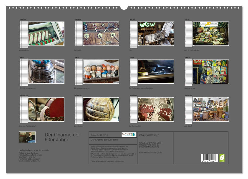 Der Charme der 60er Jahre (CALVENDO Wandkalender 2026)