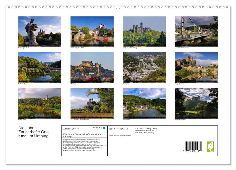 Die Lahn - Zauberhafte Orte rund um Limburg (CALVENDO Premium Wandkalender 2026)