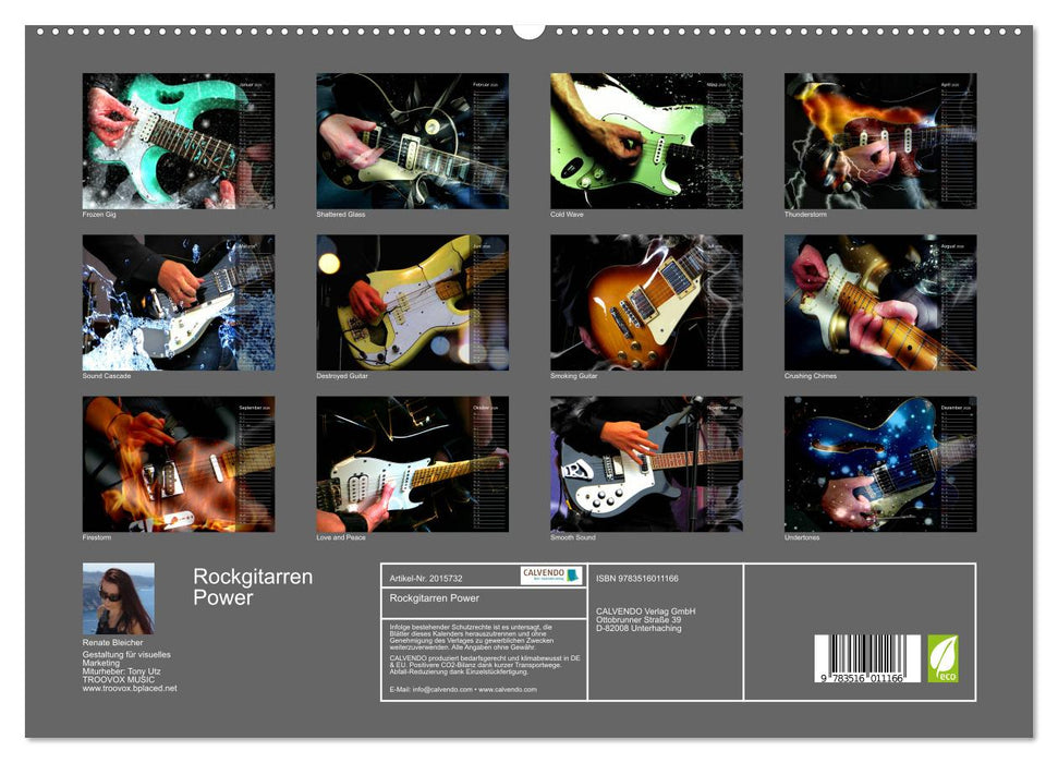 Rockgitarren Power (CALVENDO Premium Wandkalender 2026)