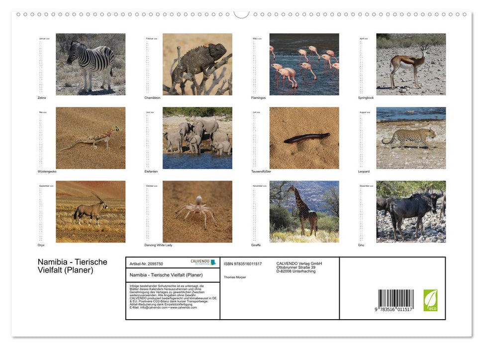 Namibia - Tierische Vielfalt (Planer) (CALVENDO Premium Wandkalender 2026)
