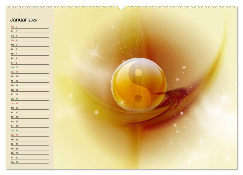 Buddha und Yin Yang (CALVENDO Premium Wandkalender 2026)