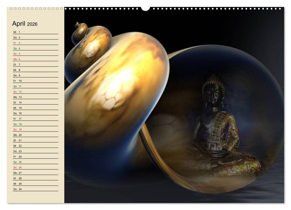 Buddha und Yin Yang (CALVENDO Premium Wandkalender 2026)