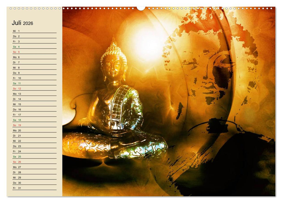 Buddha und Yin Yang (CALVENDO Premium Wandkalender 2026)