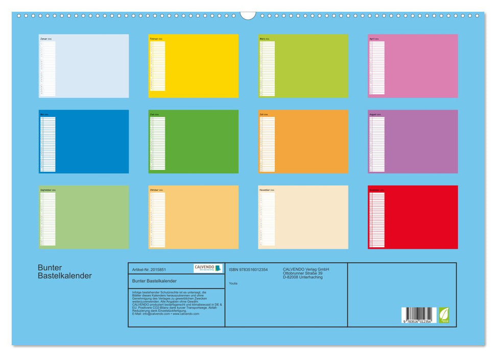 Bunter Bastelkalender (CALVENDO Wandkalender 2026)