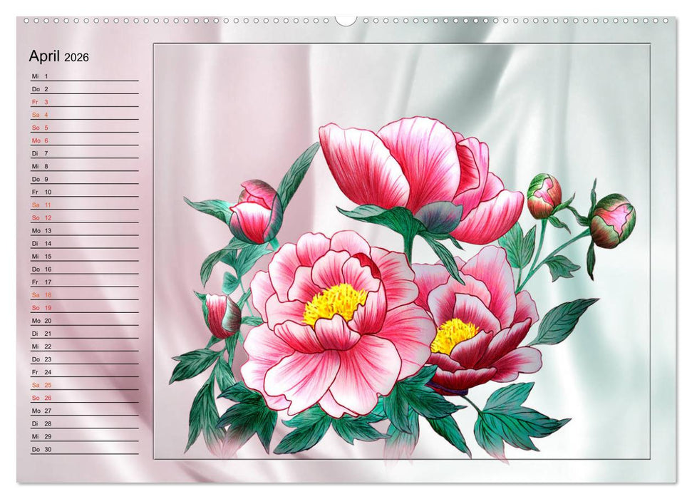 Blumen-Zeichnungen (CALVENDO Premium Wandkalender 2026)