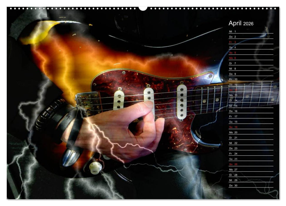 Rockgitarren Power (CALVENDO Wandkalender 2026)