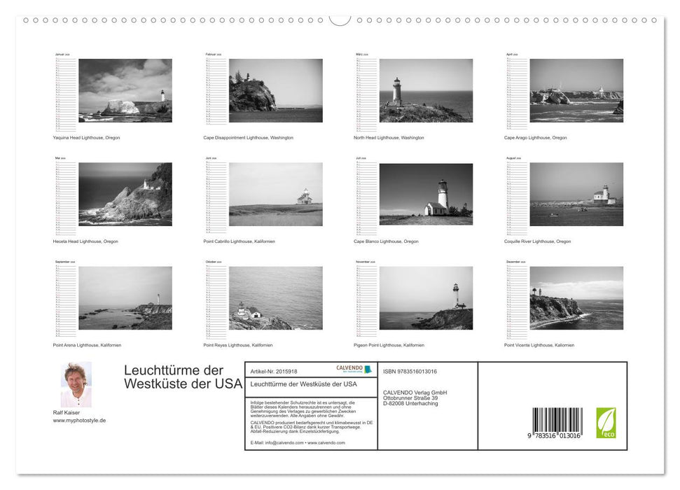 Leuchttürme der Westküste der USA (CALVENDO Premium Wandkalender 2026)